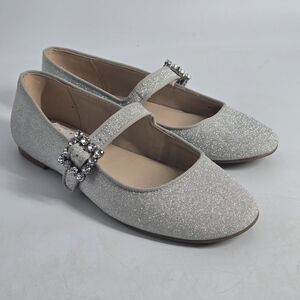 Silver Glitter Mary Jane Flats 8